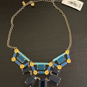 NWT KATE SPADE Blue Yellow Teal Artsy Statement Bib Necklace NEW